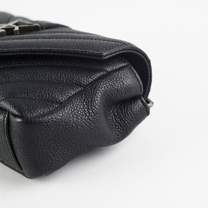 Saint Laurent Baby Chain Chevron Black Crossbody Bag