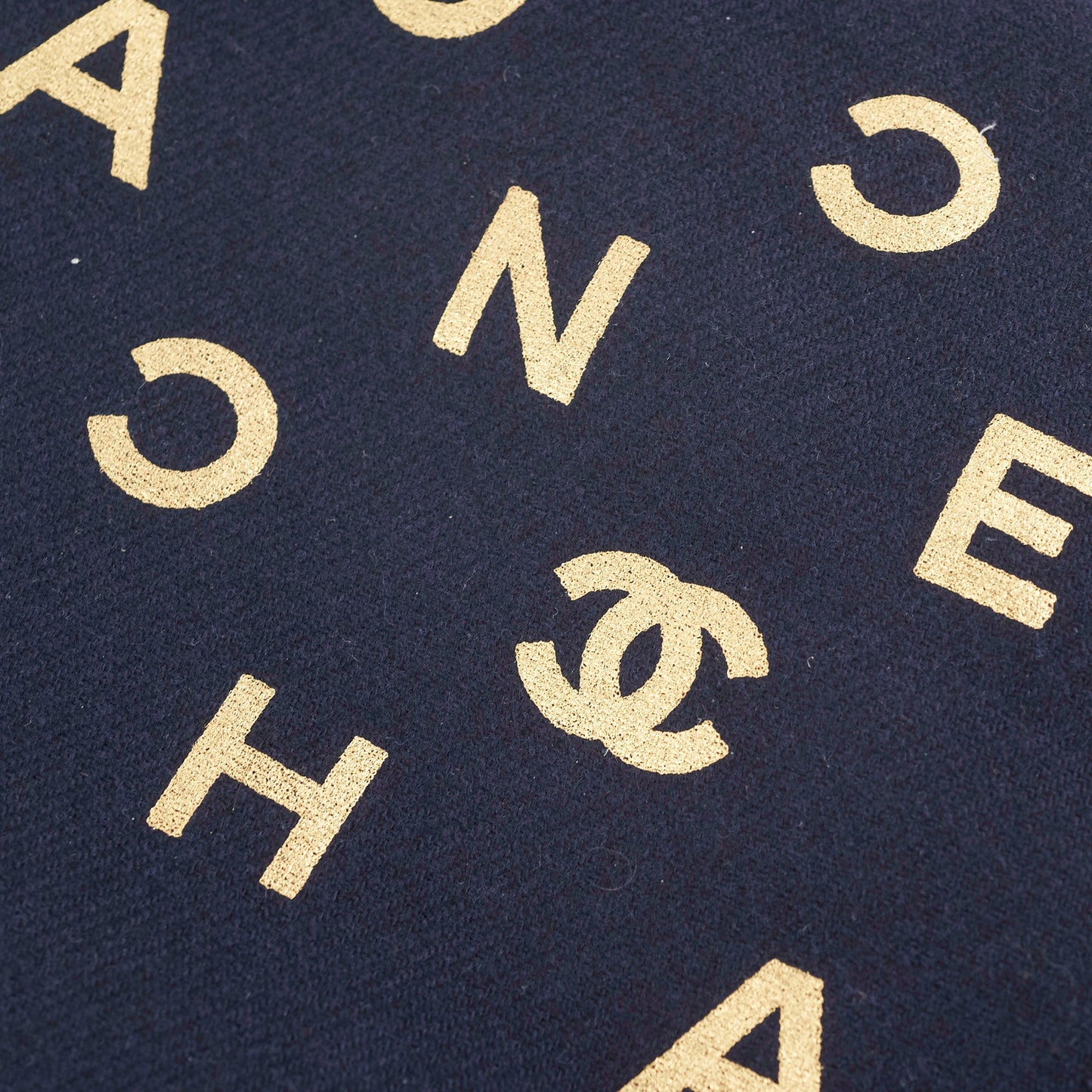 Chanel Navy Long Tassel Scarf