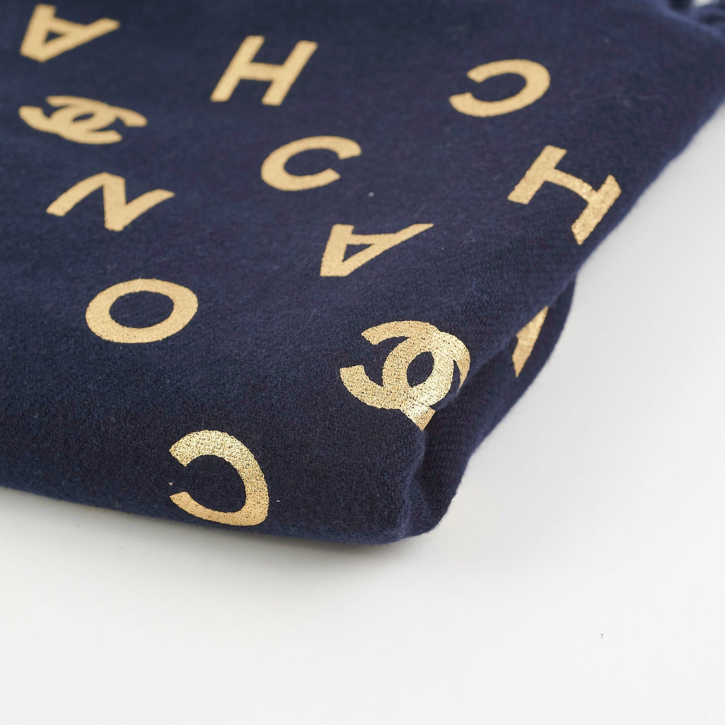 Chanel Navy Long Tassel Scarf