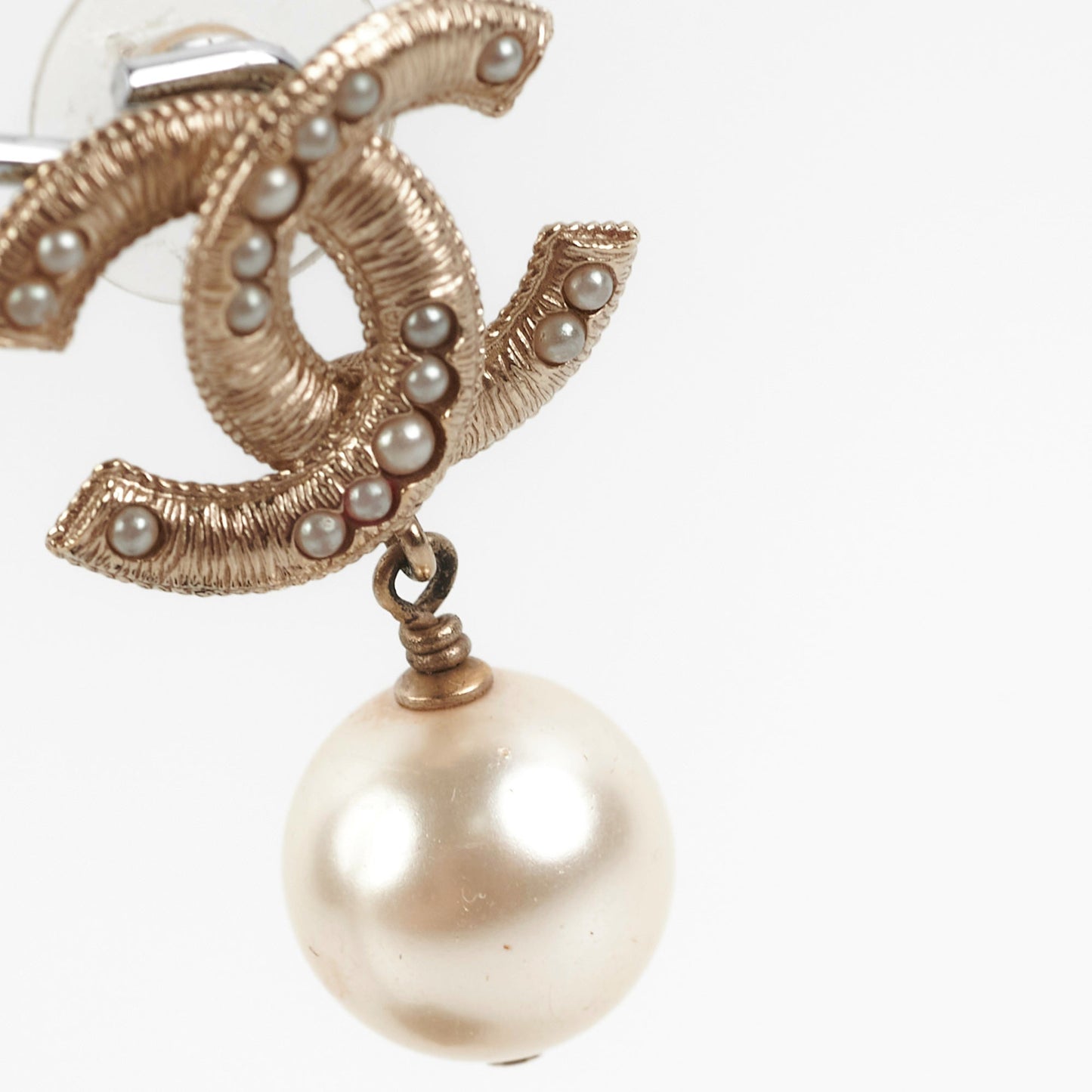 ITEM 10 - Chanel CC Logo Pearl Drop Earrings