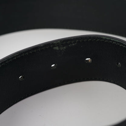 Saint Laurent Black Patent YSL Gold Enamel Buckle Belt
