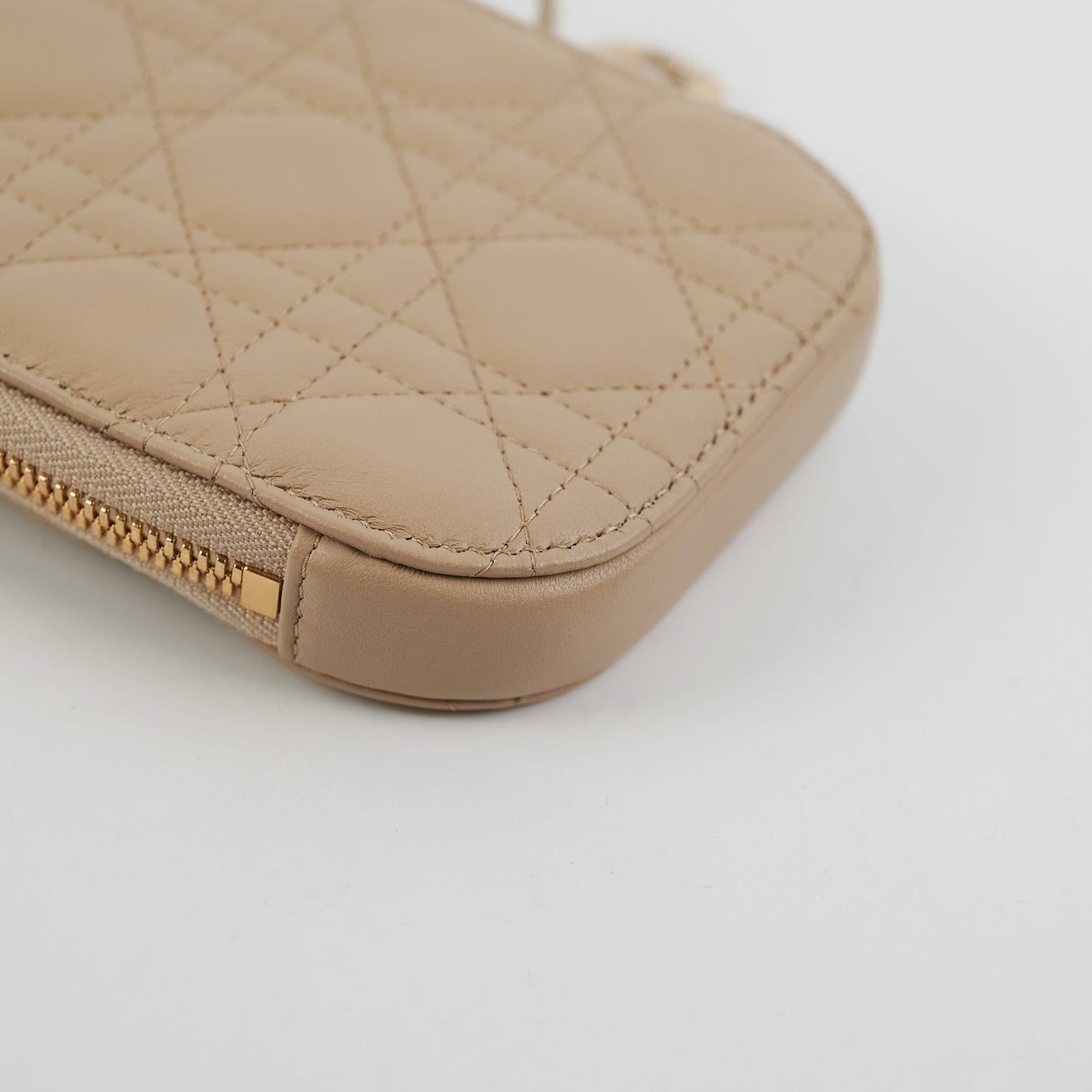 Christian Dior Lady Dior Phone Holder Sand-Colored Cannage Lambskin
