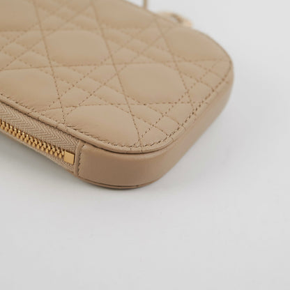 Christian Dior Lady Dior Phone Holder Sand-Colored Cannage Lambskin