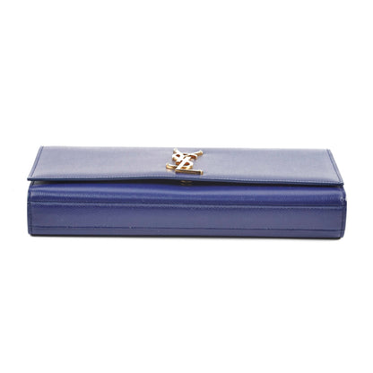 Saint Laurent Long Blue Grained Leather Clutch