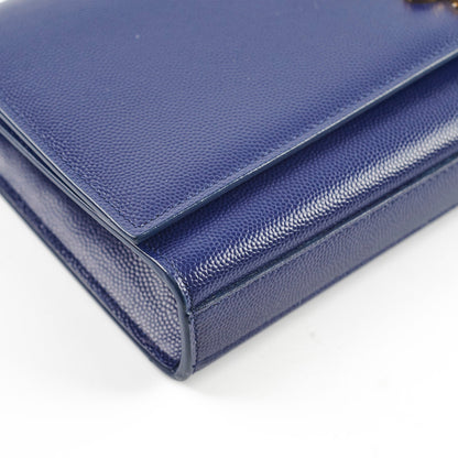 Saint Laurent Long Blue Grained Leather Clutch