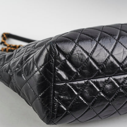 Chanel Black Shiny Calfskin Shoulder Tote Bag - Series 20