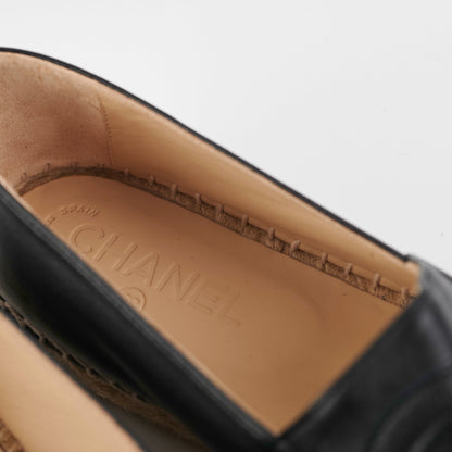 Chanel Espadrilles Size 38 Black Lambskin Shoes