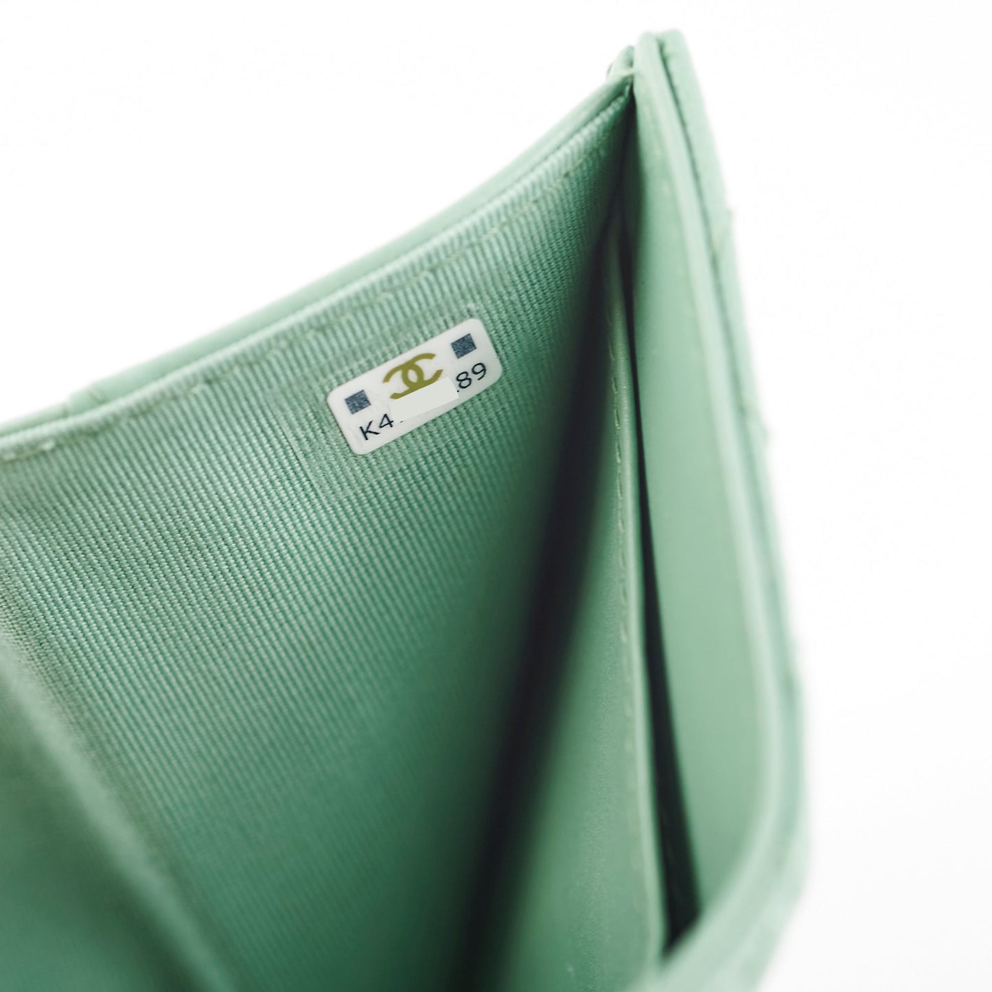 Chanel Caviar Compact Wallet Green Microchipped