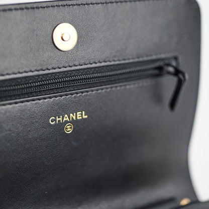 Chanel Boy Caviar Black Wallet On Chain
