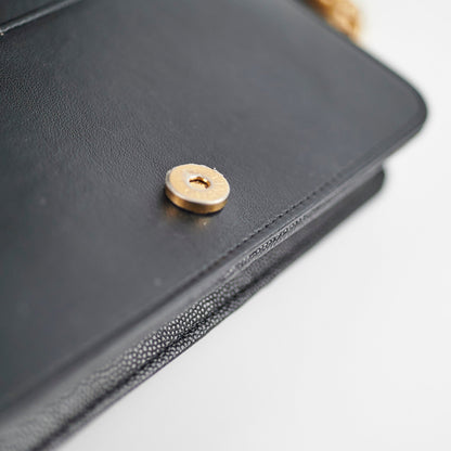 Chanel Boy Caviar Black Wallet On Chain