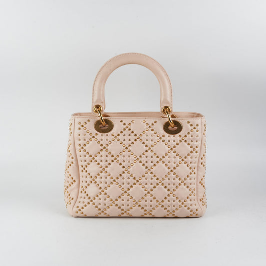 Christian Dior Medium Lady Dior Beige Studded