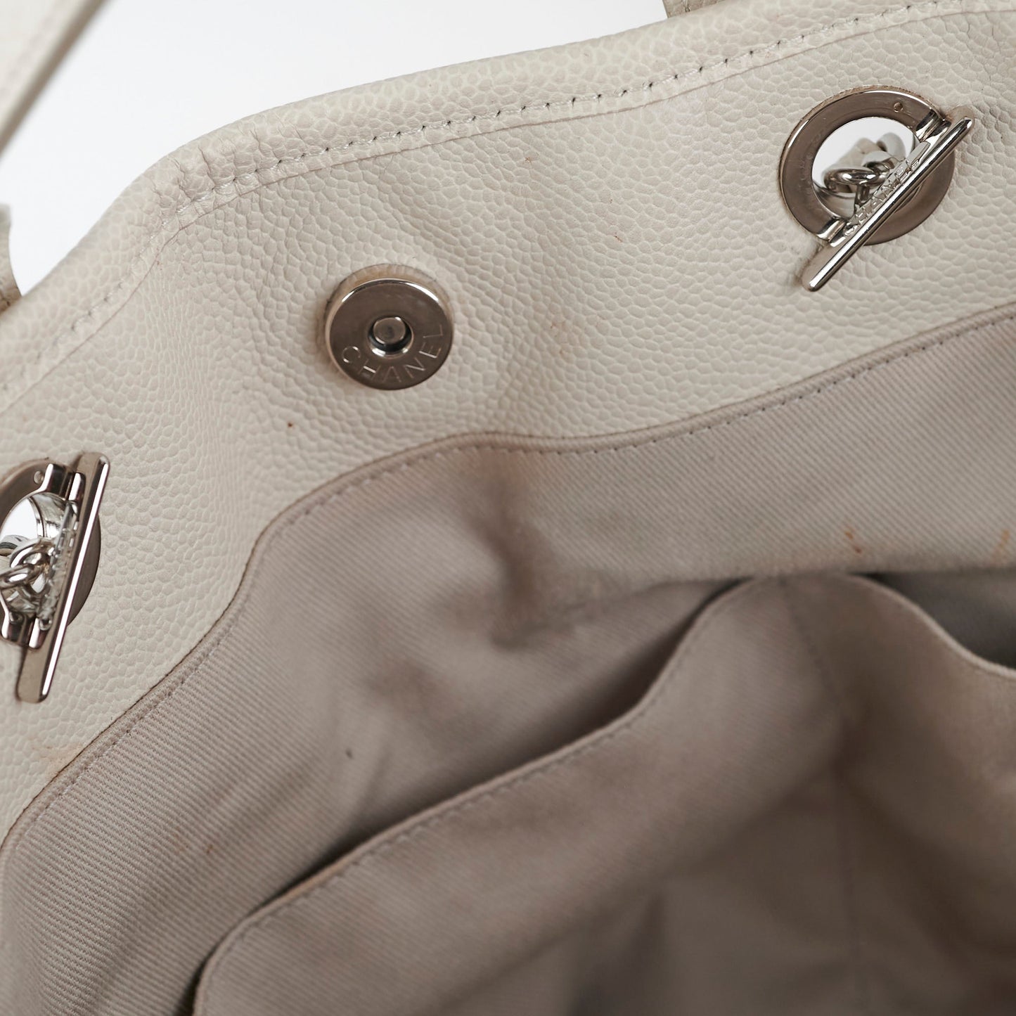 Chanel Calfskin Deauville White Tote