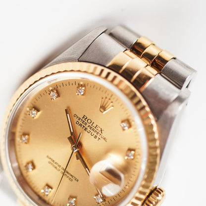 Rolex Datejust 36mm Two Toned with Diamonds 16233