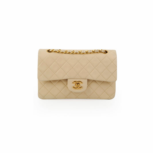 Chanel Small Vintage Double Flap Lambskin Beige