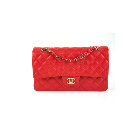 Chanel Caviar Medium/Large Double Classic Flap Red Microchip