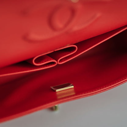Chanel Caviar Medium/Large Double Classic Flap Red Microchip