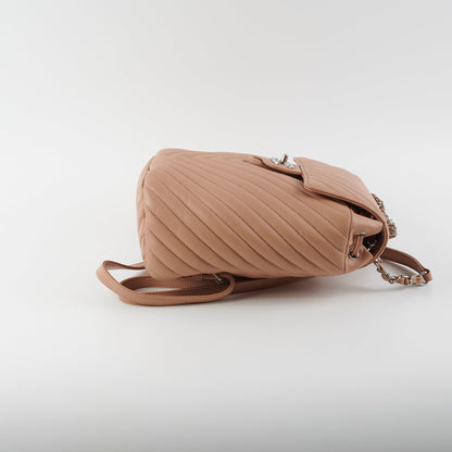 Chanel Calfskin Chevron Small Urban Spirit Backpack Nude