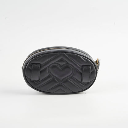 Gucci Matelassé Mini GG Marmont Black Belt Bag