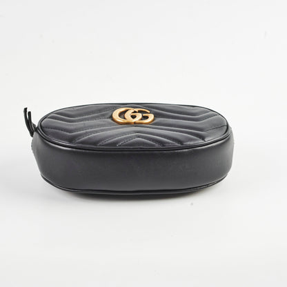 Gucci Matelassé Mini GG Marmont Black Belt Bag