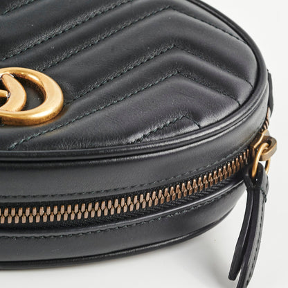 Gucci Matelassé Mini GG Marmont Black Belt Bag