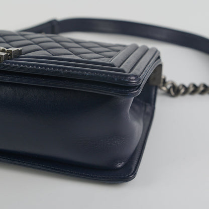 Chanel Boy Old Medium Lambskin Navy