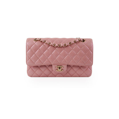 Chanel Medium/Large Caviar Double Classic Flap Iridescent Pink