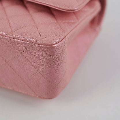 Chanel Medium/Large Caviar Double Classic Flap Iridescent Pink