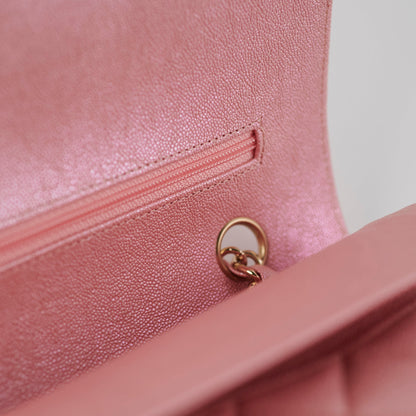 Chanel Medium/Large Caviar Double Classic Flap Iridescent Pink