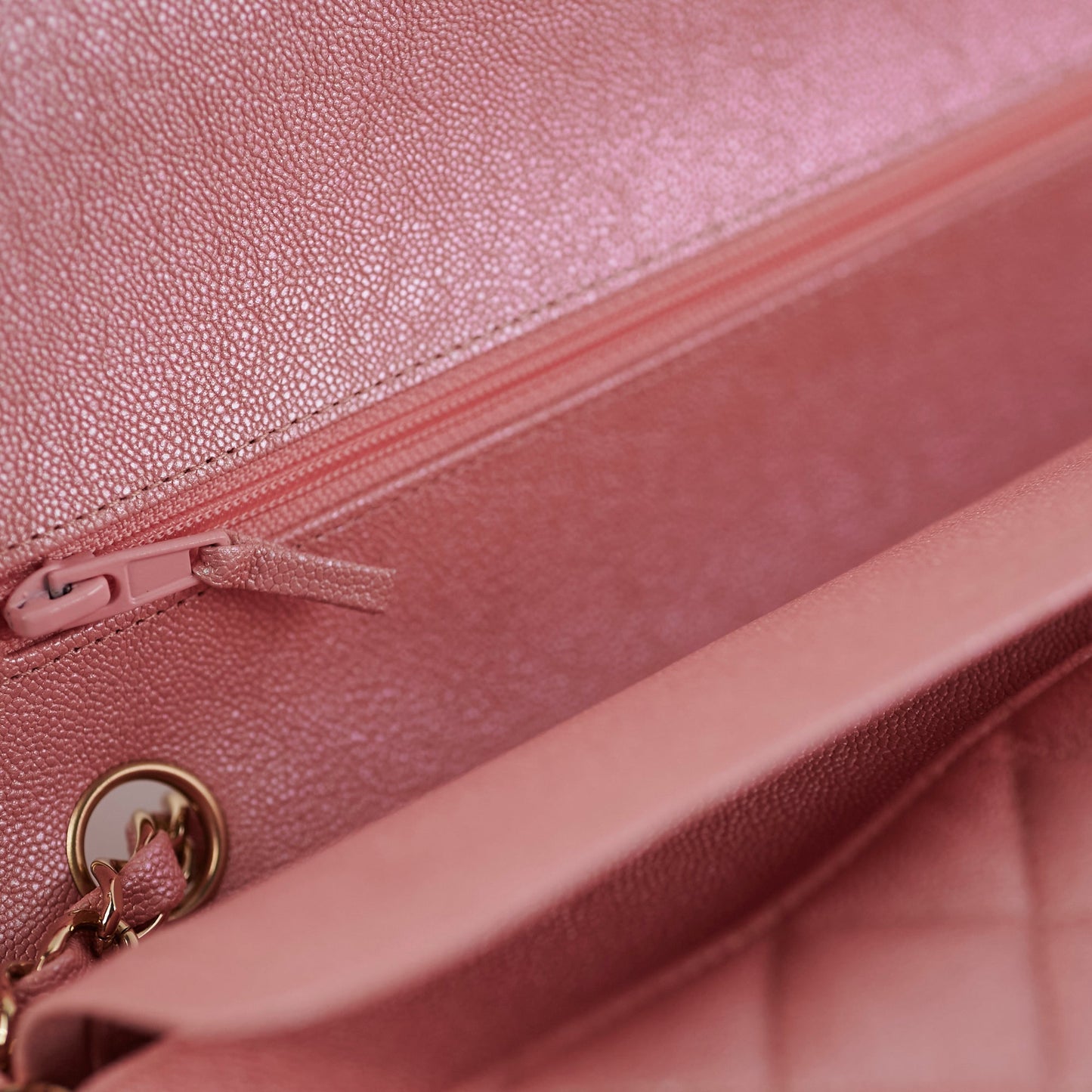 Chanel Medium/Large Caviar Double Classic Flap Iridescent Pink