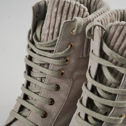 Chanel Combat Lace up Boots Grey/White Size 40