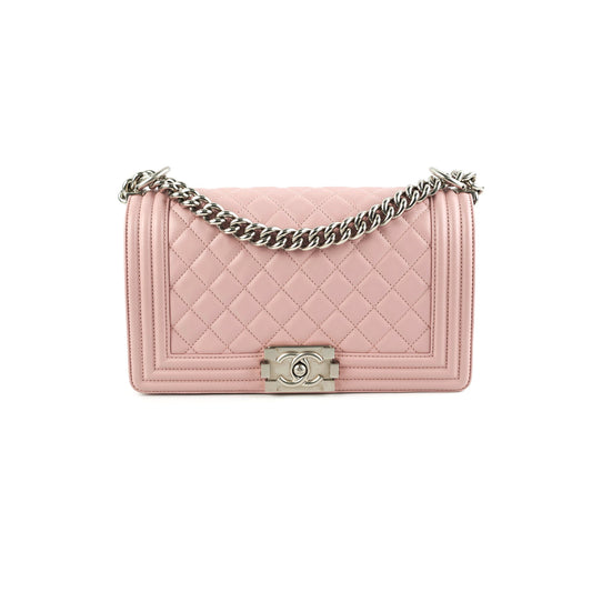 Chanel Calfskin Old Medium Boy Pink