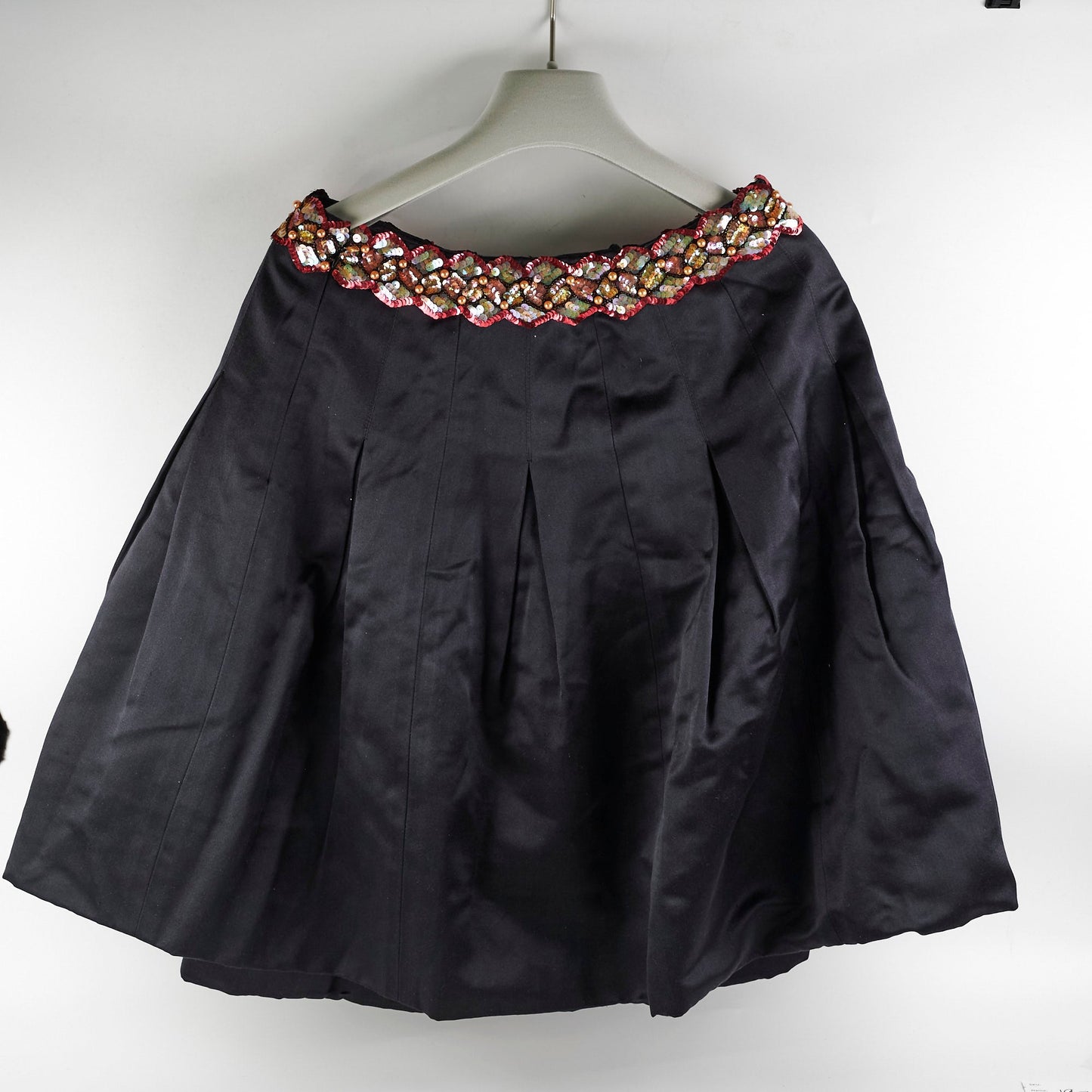 Chanel Black Silk Sequin Long Skirt Size 40