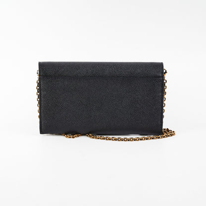 Dior Long Saddle Black Wallet On Chain WOC Crossbody Bag