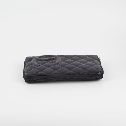 Chanel Cambon Long Calfskin Zip Wallet Black