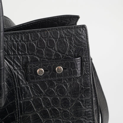 Saint Laurent Crocodile Embossed Calfskin Black
