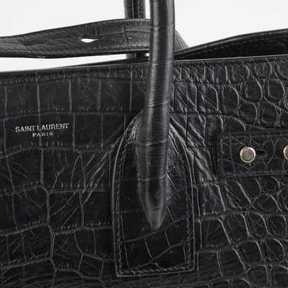 Saint Laurent Crocodile Embossed Calfskin Black