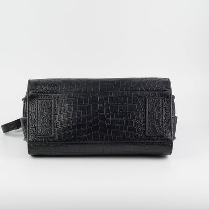 Saint Laurent Crocodile Embossed Calfskin Black