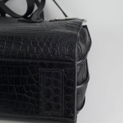 Saint Laurent Crocodile Embossed Calfskin Black