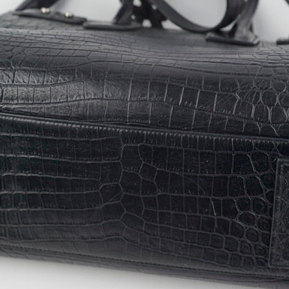 Saint Laurent Crocodile Embossed Calfskin Black