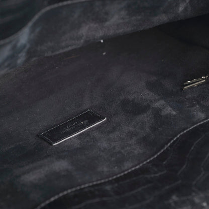 Saint Laurent Crocodile Embossed Calfskin Black