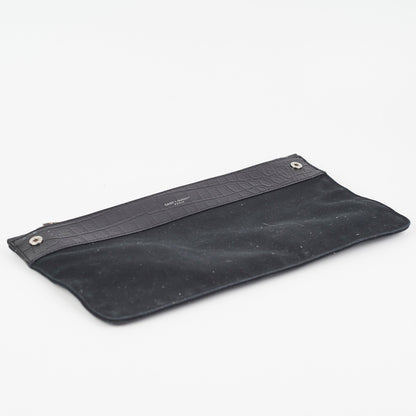 Saint Laurent Crocodile Embossed Calfskin Black