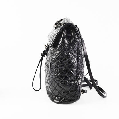 Chanel Black Distressed Calfskin Backpack