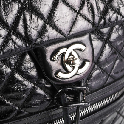 Chanel Black Distressed Calfskin Backpack
