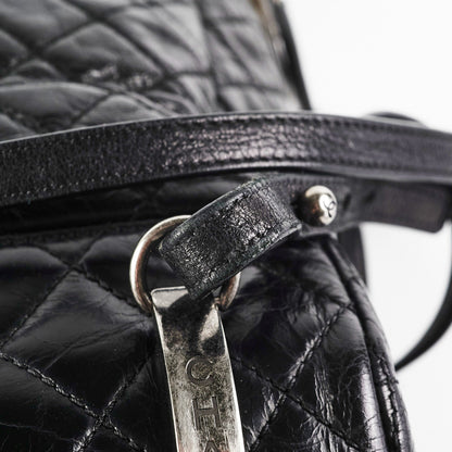 Chanel Black Distressed Calfskin Backpack