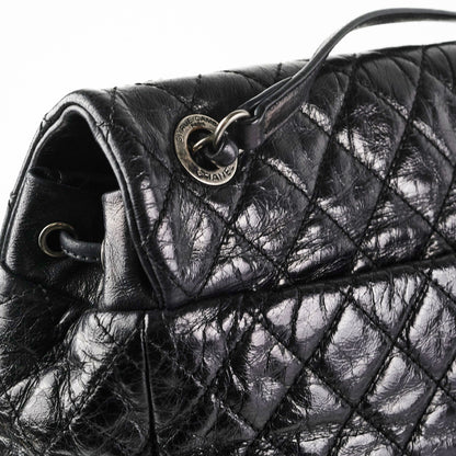 Chanel Black Distressed Calfskin Backpack