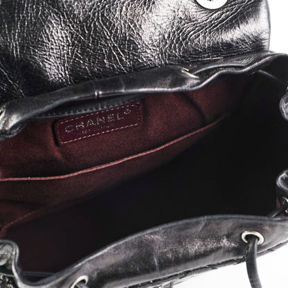 Chanel Black Distressed Calfskin Backpack