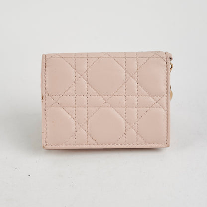 Christian Dior Cannage Card Holder Pink Lambskin