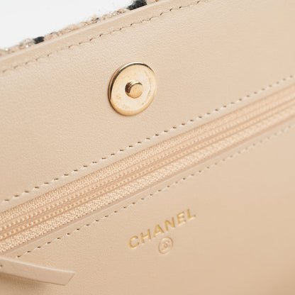 Chanel Tweed Wallet On Chain WOC with Detachable Pouch