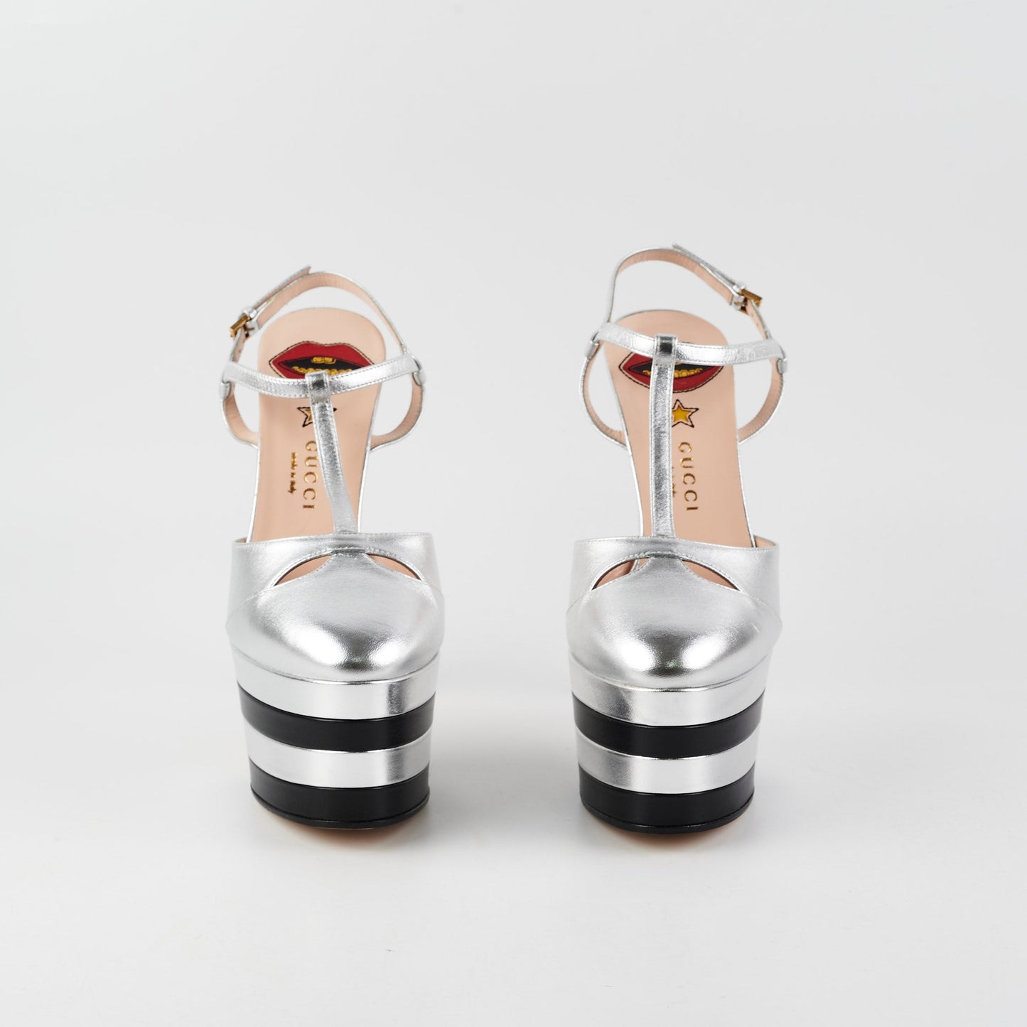 Gucci Platform Heel 38 Silver Black