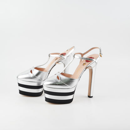 Gucci Platform Heel 38 Silver Black